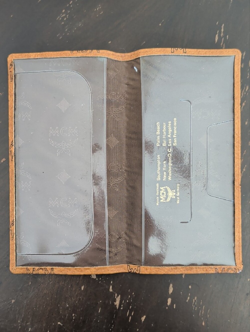 MCM Cognac and Black Logo Checkbook Cover - Picture 3 of 5